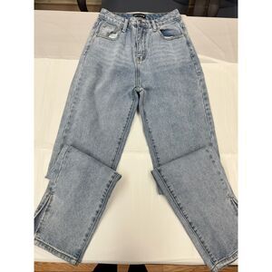 PrettyLittleThing High Waisted Split Hem Denim Jeans Size UK 8